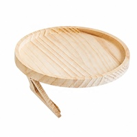 Plateau rond pliable en bambou pour accoudoir de canapé, avec pince à fruits et rangement, pour salon