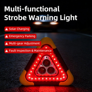 Feu de signalisation routière solaire LED <span class=keywords><strong>commercial</strong></span>, triangle d'urgence portable avec modes stroboscopiques, lampe de travail rechargeable et batterie externe - Product Image 2