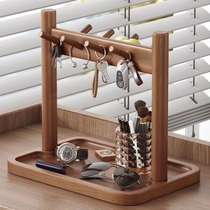 Wooden Storage <b>Rack</b> For Entryway Key Watch <b>Glasses</b> Desktop Organizer Standing Type Rectangle Solid Wood Display <b>Rack</b> - Product Image 1