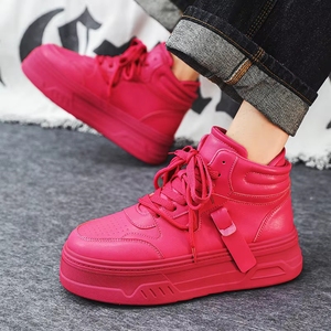 Nouvelles baskets montantes tout blanches pour hommes 2025 avec semelle épaisse, chaussures streetwear confortables - Product Image 4