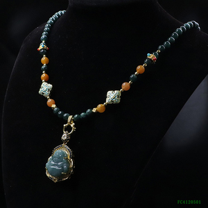 <span class=keywords><strong>Collier</strong></span> de perles de jade du Myanmar Juanyu Dragon, <span class=keywords><strong>collier</strong></span> en pierre naturelle avec pendentif <span class=keywords><strong>Bouddha</strong></span>, <span class=keywords><strong>collier</strong></span> avec pendentif en jadéite de Birmanie - Product Image 6