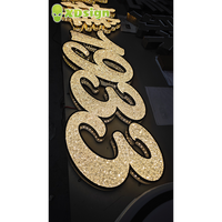 Enseigne publicitaire LED personnalisée XDsign avec diamants étincelants, en acier inoxydable irisé, illuminée, étanche, pour entreprises