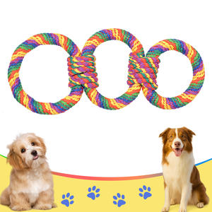 Fabrika toptan 2025 yeni <span class=keywords><strong>Pet</strong></span> çiğneme oyuncaklar interaktif eğitim gökkuşağı renk dayanıklı düğümlü halat köpek oyuncak - Product Image 1