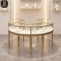 Vitrine d'exposition circulaire en acier inoxydable LIANYI, en forme d'éventail, pour bijoux, horloges anciennes, musées, taille/couleur personnalisable