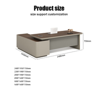 Bureau de direction de luxe avec armoire latérale, façade cannelée, grain de bois beige, bureau de rangement en L, vente en gros usine