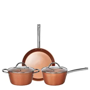 Bán Hot Không Dính Đồng Tráng Gốm Nhôm Cảm Ứng Sữa Fry Pan Nồi Không Dính Nấu Bếp Wares 5 Cái Cookware Set