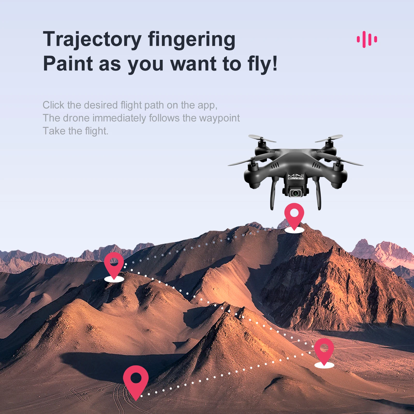 KY908 Mini Drone, drone follows the waypoint take the flight: midji .