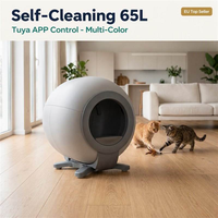 Bac à litière automatique intelligent pour chats LeLo Pets avec nettoyage activé par induction, sécurité anti-pincement, capacité de 65 L, design rond