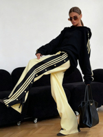 Ensembles 2 pièces décontractés pour femmes : Sweat-shirts et pantalons larges à boutons latéraux – Tenues de survêtement assorties pour l'aéroport et les voyages