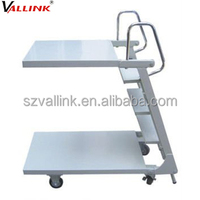 Carro de Almacenamiento de Acero Inoxidable OEM con Cuatro Ruedas para Recolección de Pedidos en Almacén, Manipulación de Cartones, con Recubrimiento en Polvo Plateado