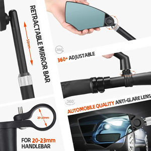 Espejo Retrovisor Antideslumbrante WEST BIKING, Telescópico y Ajustable para Manillar, Espejo Retrovisor para Bicicleta de Montaña, Bicicleta Eléctrica y Scooter - Product Image 4