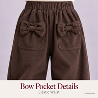Smiledotkids Pantalons de jogging personnalisés pour enfants, marron, avec poche à nœud, en polaire douce, OEM ODM, pour tout-petits filles et garçons, vente en gros
