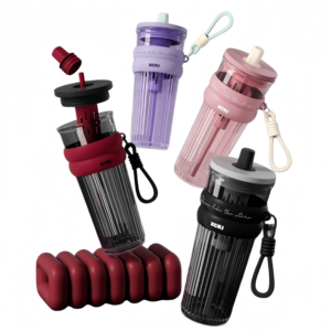 Vendita calda di grande capacità estiva tazza di acqua all'aperto di alta bellezza studente femminile ufficio teiera paglia gelato bicchieri di plastica - Product Image 1