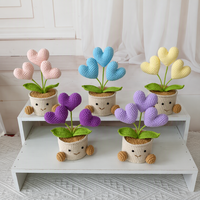 Tanaman Tulip Rajut dalam Pot, Bunga Benang Penyemangat Emosional, Pot Kaki Tersenyum Lucu, Dekorasi Meja Rumah, Hadiah Liburan, Grosir
