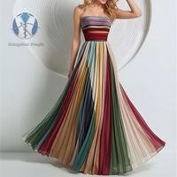 Robe sans bretelles imprimée colorée et tendance, personnalisable, vente en gros d'usine, idéale pour les vacances, les rendez-vous et les fêtes