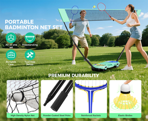 <span class=keywords><strong>Kit</strong></span> Complet de <span class=keywords><strong>Badminton</strong></span> Portable en Gros avec Base de Transport Facile à Monter pour <span class=keywords><strong>Jeu</strong></span> Familial en Extérieur - Product Image 6