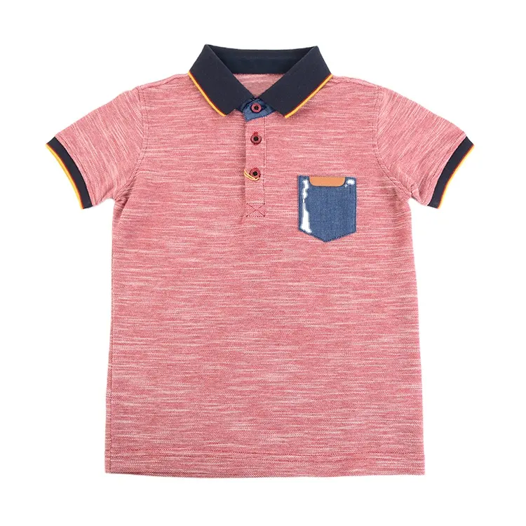 Fleck Pique Polo T-Shirt Hot Sale Boy's Size Quick Dry Solid with Embroidery Logo on Chest Anti-shrink OEM Service Knitted