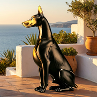 Elegante Scultura in Bronzo di Doberman Pinscher - Cane Guardiano a Grandezza Naturale Personalizzabile con Opzioni su Misura, Scultura in Bronzo
