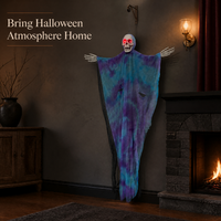 Décoration d'Halloween squelette fantôme suspendu SIPKLR 47'' avec yeux LED pour fête, jardin, cour, extérieur, effrayant