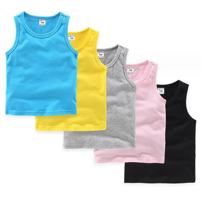 Pure Cotton Children Waistcoat Candy Color Summer Baby Short Sleeve Clothes