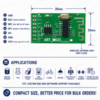 Carte d'amplification audio sans fil mono 3W FR-4 avec PCB en cuivre 1oz XRT-M622 pour projets de haut-parleurs