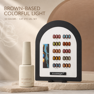 Ensemble de vernis à ongles en gel effet œil de chat arc-en-ciel professionnel BelloGel sur base brune, 10 couleurs, 15 ml pour la décoration des ongles - Product Image 1