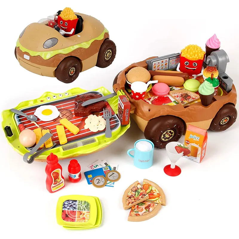 Yaratıcı Burger araba DIY piknik pişirme dondurma Hot Dog Hamburger Pizza gıda oyuncak mutfak Playset çocuklar için oyuncaklar oyna Pretend