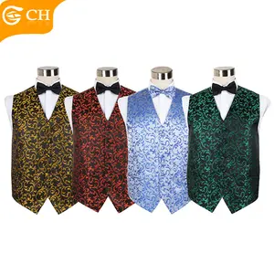 2021 Custom Short Leadtiem Fashion Jacquard Polyester Mens Waistcoats