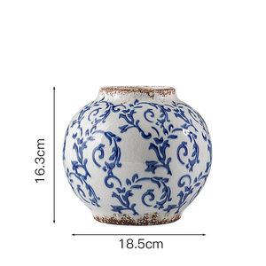 <span class=keywords><strong>Pot</strong></span> de fleurs en céramique bleu floral vieilli, style rustique, pour jardin d'<span class=keywords><strong>intérieur</strong></span> - Product Image 4