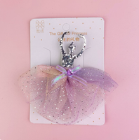 Pince à cheveux tendance pour filles, motif danseuse de ballet, nœud en tulle étoile rose avec paillettes argentées, accessoires pour enfants