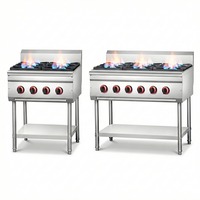 Cuisinière à gaz commerciale Ruitai, 6 brûleurs, cuisinière à gaz, feu puissant, chaleur rapide, acier inoxydable, contrôle double zone