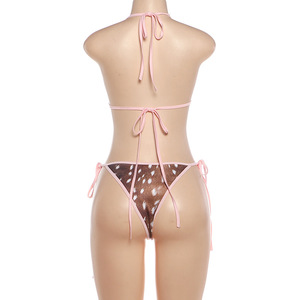 Viviblook Z0130ST02 Women Bikini Beach <b>Swimsuit</b> Set New Sexy Bikini Leopard Print Bra Tops <b>Thong</b> Two-Piece Set - Product Image 5