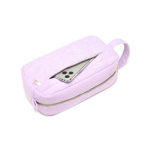 Bolsa de Maquillaje de Pana de Diseño Moderno, Organizador de Cosméticos, Estuche para Lápiz Labial, Bolsa de Viaje Portátil para Cosméticos, Logotipo Personalizado - Product Image 3