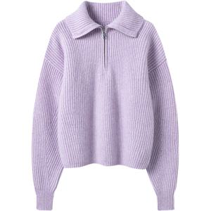 Femmes belle Pola fermeture éclair col lourd 100% pur <span class=keywords><strong>cachemire</strong></span> <span class=keywords><strong>pull</strong></span> tricoté pour automne hiver Style décontracté - Product Image 5