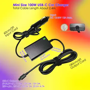 เครื่องชาร์จใน<span class=keywords><strong>รถ</strong></span>ยนต์อเนกประสงค์100W 12V-24V USB-C PD 5V 9V 12V 15V 3A 20V 5A สำหรับ Mac Book แล็ปท็อปแท็บเล็ตสมาร์ทโฟน - Product Image 5