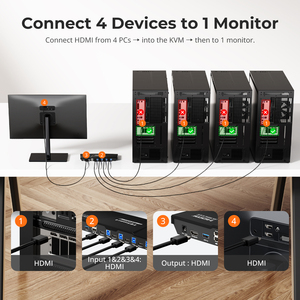 Tesmart <span class=keywords><strong>4</strong></span> cổng <span class=keywords><strong>KVM</strong></span> chuyển đổi Kit HDMI 4K60hz với USB 3.0 Docking Station, <span class=keywords><strong>4</strong></span> cái 1 màn hình Mic L/R đầu ra <span class=keywords><strong>KVM</strong></span> Thiết bị chuyển mạch - Product Image 3