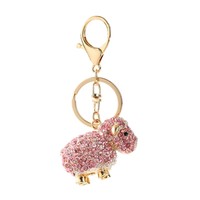 Porte-clés Mouton en Strass Scintillants, Alliage Plaqué Or, Breloque de Sac Animal, Pendentif Anneau de Clés à Mousqueton pour Femme, Cadeau, Vente en Gros