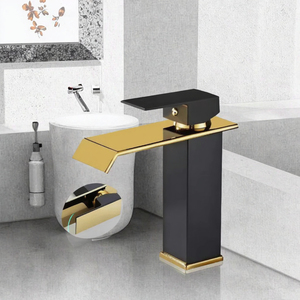 Robinet de douche thermostatique cascade de luxe en acier inoxydable noir et or, moderne, à poignée unique, pour lavabo de salle de bain, vente chaude - Product Image 2
