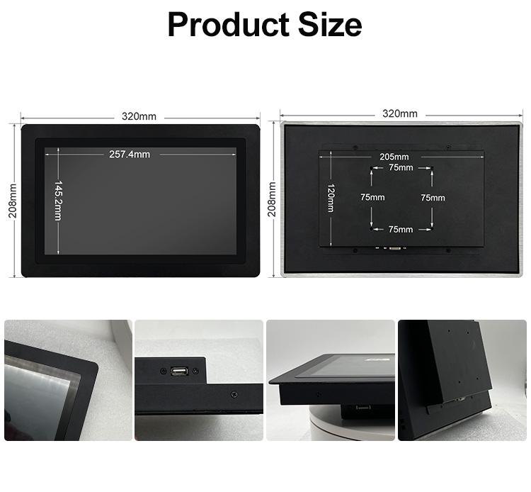 Wholesale Price 10/17 Inch Industrial Pure Flat Embedded Touch Screen PCAP EETI Capacitive Touchscreen Monitor Stock VESA Mount