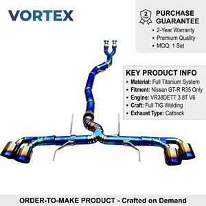ระบบท่อไอเสียแบบตรง Vortex Direct Fit ขนาด 102 มม. สีฟ้าไทเทเนียมเบิร์นท์ สำหรับรถยนต์นิสสัน GT-R R35 ระบบเพิ่มสมรรถนะ ขายส่งจากผู้ผลิต - Product Image 1
