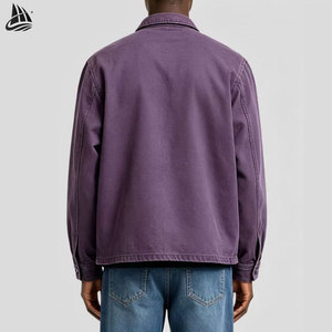 Custom Men's Washed Cotton Work Jackets Vintage Zip-Up Heavy Twill Canvas <strong>Shirt</strong> Jacket <strong>Moleskin</strong> Overshirt for Men - Product Image 4