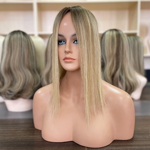 Postiche vierge européenne naturelle 5.5*2.75 base en soie facile à installer <span class=keywords><strong>liberté</strong></span> doux et lisse topper pour les femmes - Product Image 5