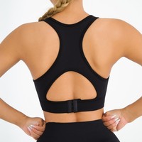 Soutien-gorge de sport personnalisé pour femme adulte, maintien élevé, antichoc, en Spandex/Nylon, couleur unie, avec rembourrage, bretelles croisées et effet push-up