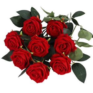 Ventes chaudes Roses en latex au toucher réel Roses à tige unique Fleurs qui ressemblent à de vraies pivoines <span class=keywords><strong>Rose</strong></span> artificielle en velours pour la maison Mariages - Product Image 1