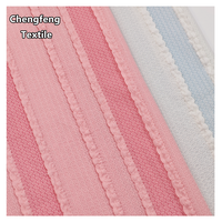 2561 #   Tissu jacquard plissé rayé bicolore en polyester respirant et élastique tricoté chaîne pour la confection de robes, t-shirts et maillots de bain pour femmes