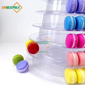 Support <span class=keywords><strong>de</strong></span> présentation <span class=keywords><strong>de</strong></span> macarons à 10 étages, support en plastique transparent pour desserts et biscuits, emballage pour mariage et fête - Product Image 3