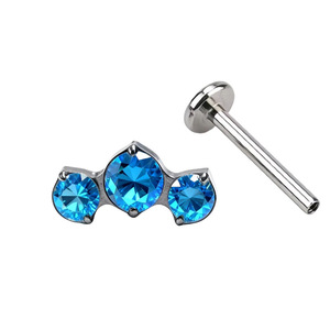 Boucles d'oreilles en alliage de titane avec zircon serti à griffes 4,6 mm 7,7 mm pour piercing lèvre et langue - Product Image 5