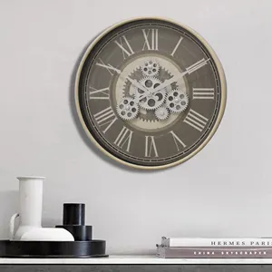 Horloge murale décorative personnalisée avec engrenages rotatifs Horloge murale classique en plastique à piles