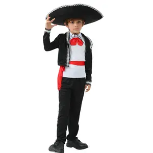 ハロウィンチルドレンキッズボーイズコスプレトラディショナルマリアチアミーゴダンスキッズメキシカンコスチューム帽子付きMTCS-008