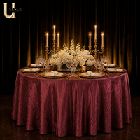 Nappe ronde en taffetas froissé Uvenue, longueur au sol, pour mariage, banquet, événement, fête, décoration de table